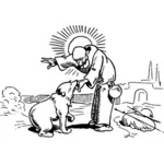 Anthony de Padua cu câine vector imagine
